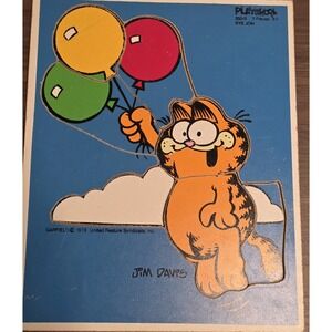 Vintage 1978 Garfield Playskool Wood Puzzle BYE JON 250-5